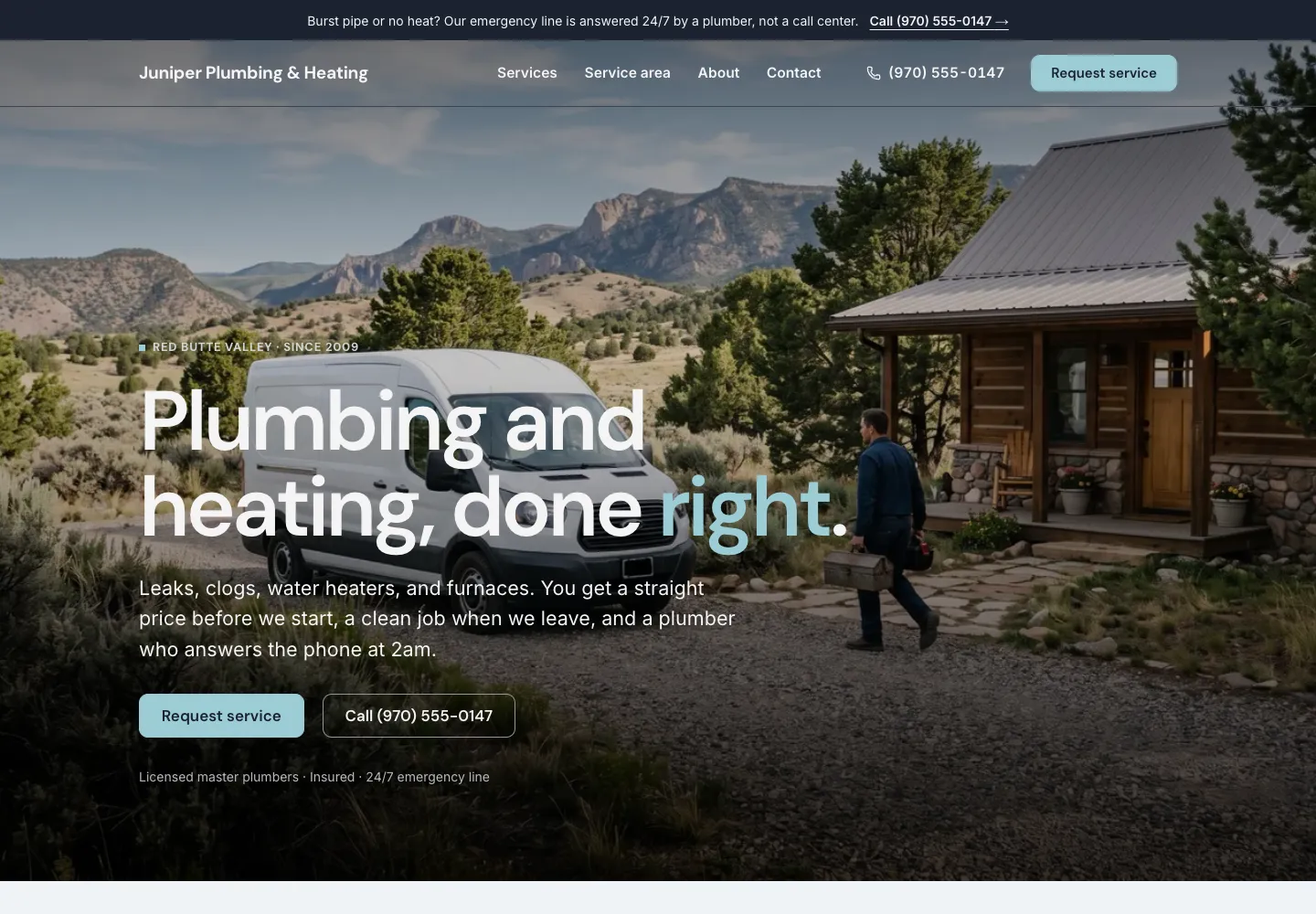 The Juniper Plumbing & Heating home page