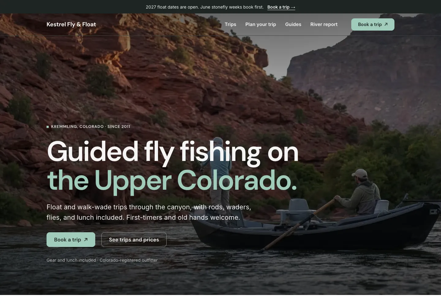 The Kestrel Fly & Float home page